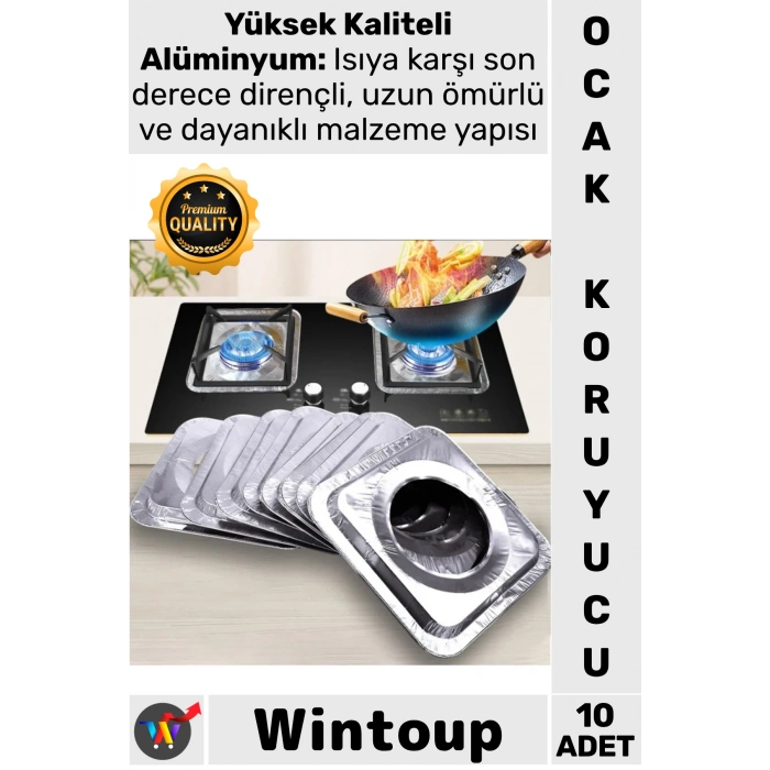 #Folyo Isıya Dayanıklı Kare Gümüş Mutfak Temizleme Yağ Tutucu Levha 10 Adet Alüminyum Ocak Koruyucu