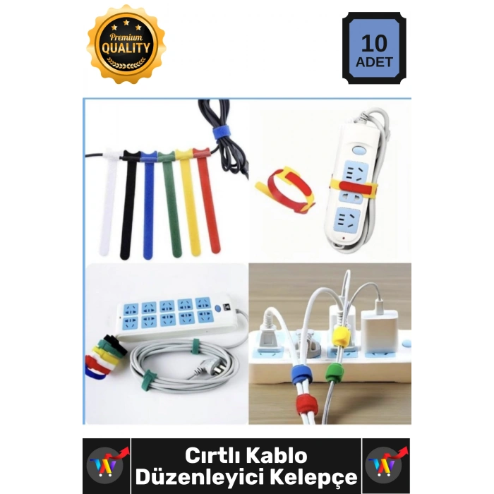 #Kelepçe Naylon Organizer Renkli Düzenleme 10lu Cırt Cırtlı Kablo Düzenleyici Kelepçe Seti – 15cm