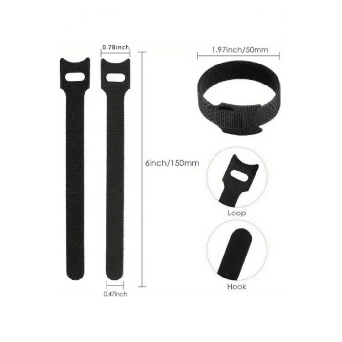 #Kelepçe Naylon Organizer Renkli Düzenleme 10lu Cırt Cırtlı Kablo Düzenleyici Kelepçe Seti – 15cm
