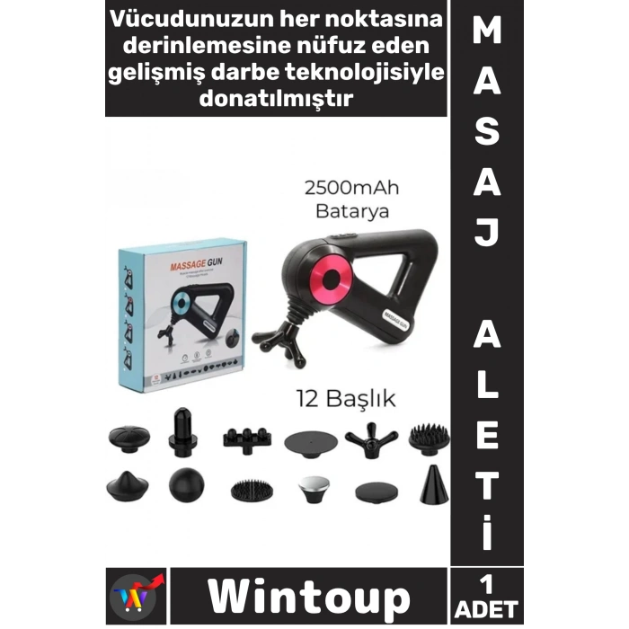 #MasajAleti Profesyonel Şarjlı Titreşimli Isıtma Darbeli Vücut Terapi Cihazı 12 Başlıklı Masaj Aleti