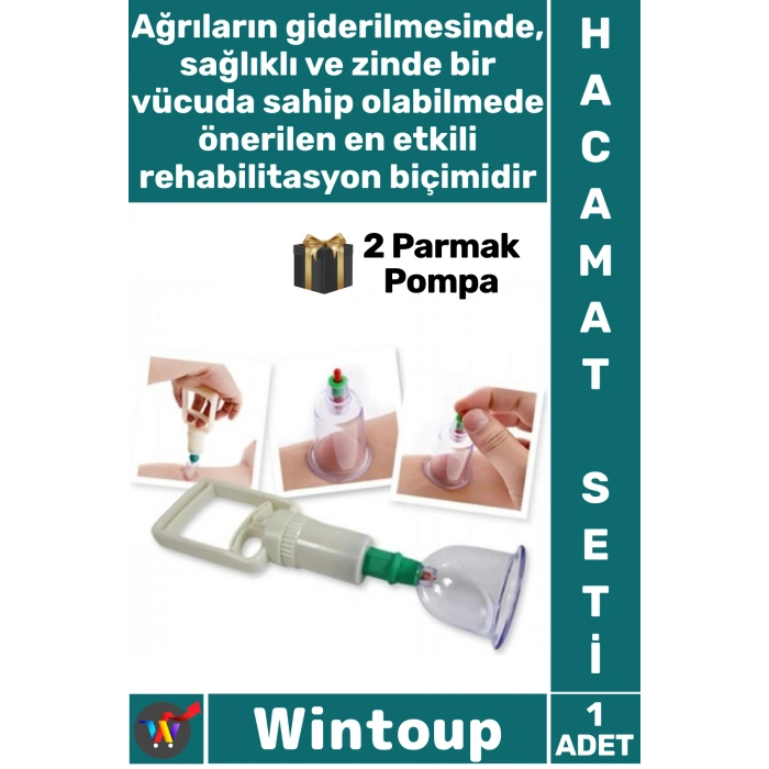 #Hacamat Vakumlu Kupa Terapi Takımı Hijyenik Medikal 12li Hacamat Seti 2 Parmak Pompa Hediye