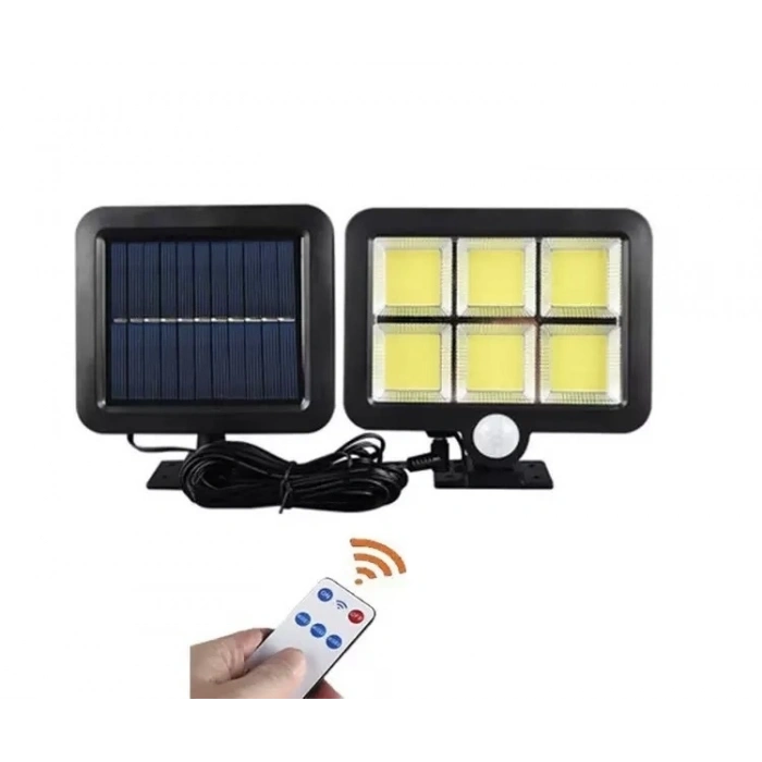 120 Cob Led Solar Panelli 3 Modlu Duvar Lambası Uzaktan Kumandalı MZ-302K