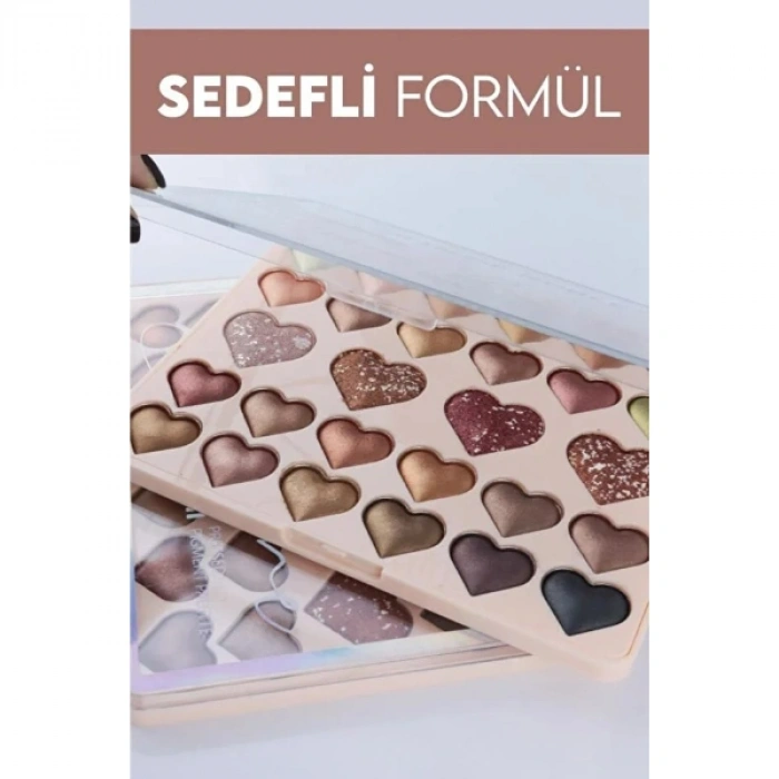 28li Sedefli Shine Kalp Far Paleti - 2li Set