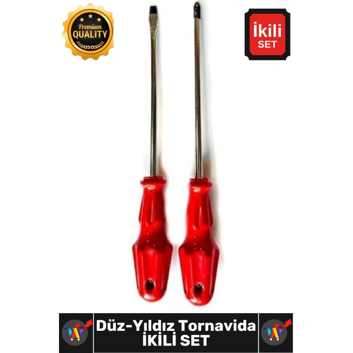 #Tornavida Profesyonel Dayanıklı 5x100 mm Uçlu Pratik Ev Tipi Sağlam Düz Yıldız Tornavida İkili Set