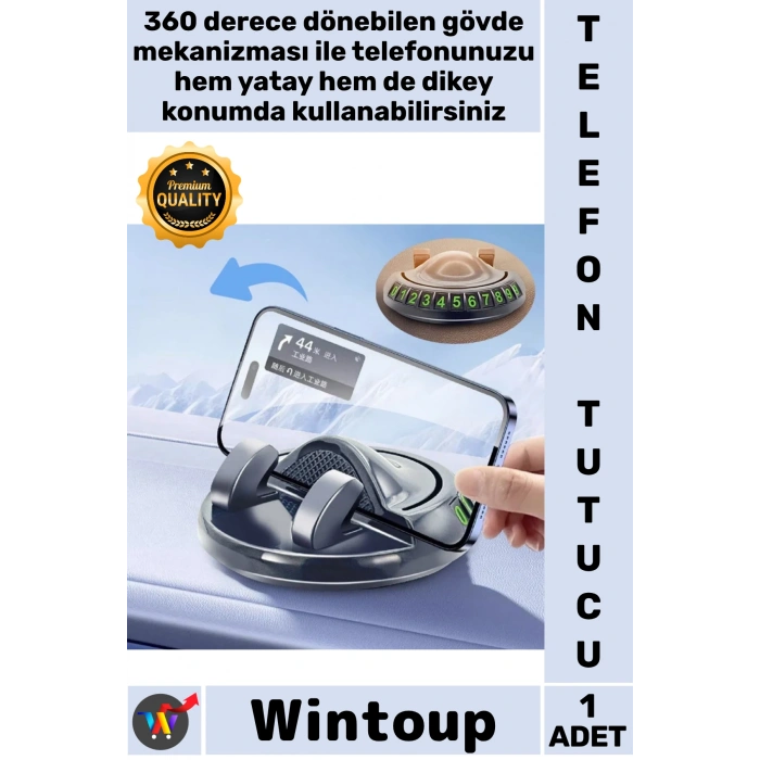#TelefonTutucu Silikon Sarsıntı Önleyici Sabit 360° Döner Yapışkanlı Numaratörlü Araç Telefon Tutucu