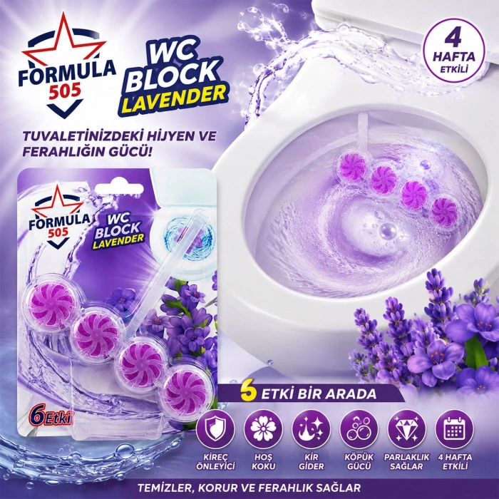 4lü WC Blok - Lavanta Kokulu - 2 Adet - 6 Etkili - 200 gr