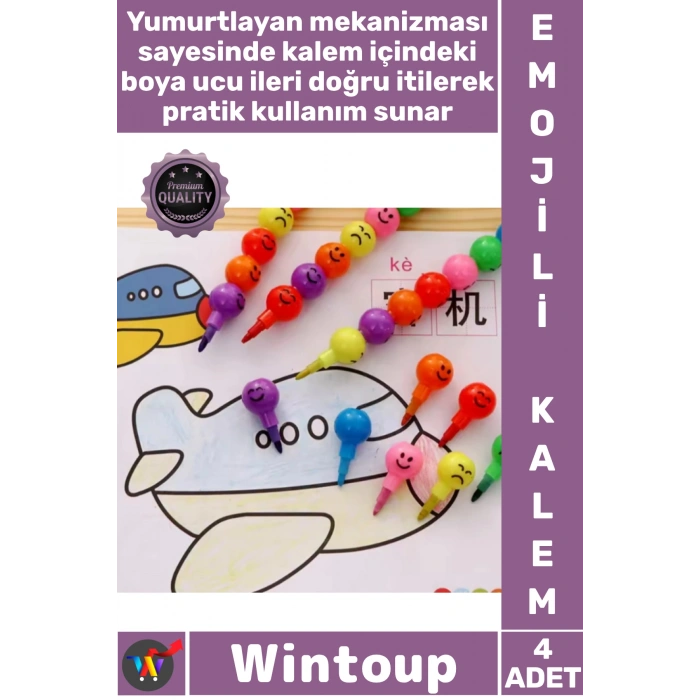4lü Emojili Yumurtlayan Boya Kalemi Seti