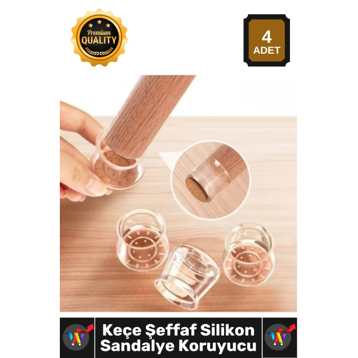 #Sandalye Parke Koruyucu Sessiz Esnek Kaydırmaz Keçe Şeffaf Silikon Sandalye Ayak Koruyucu 4lü Set