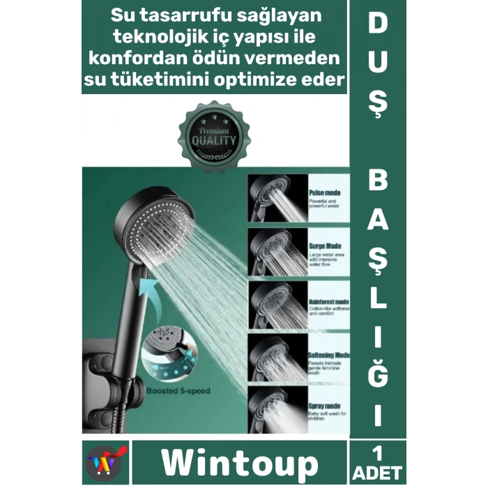 #DuşBaşlığı Lüks Mat Su Tasarruflu Modern Banyo Aksesuar Dayanıklı Kalite Şık 5 Kademeli Duş Başlığı