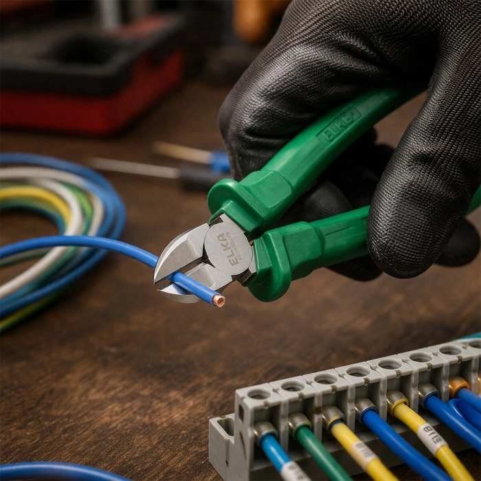 #YanKeski Profesyonel Elektrikçi Kablo Kesme Pensesi Çelik Ağız 6 inç Yeşil Saplı Yan Keski 160 Mm