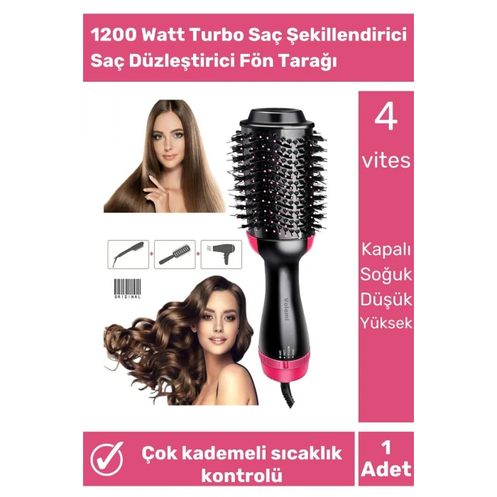 One Step Profesyonel 1200 Watt Turbo Saç Şekillendirici Saç Düzleştirici Fön Tarağı