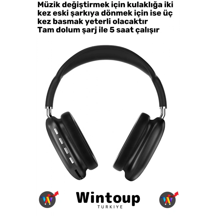 Samsung Galaxy A32 Uyumlu Anc Gündelik/spor Kullanım P9 Siyah Kablosuz Kulaklık