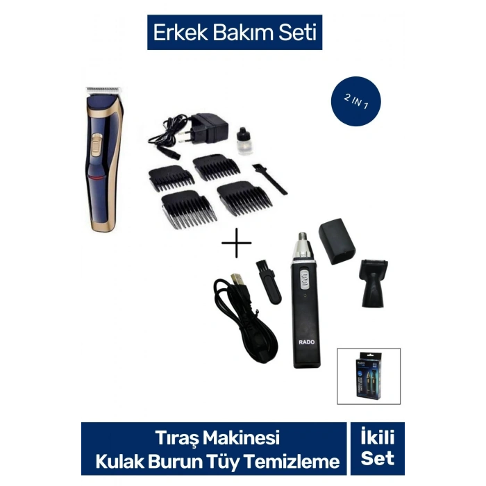 Yeni Nesil Şarjlı Erkek Bakım Kiti Saç Sakal Kulak Burun