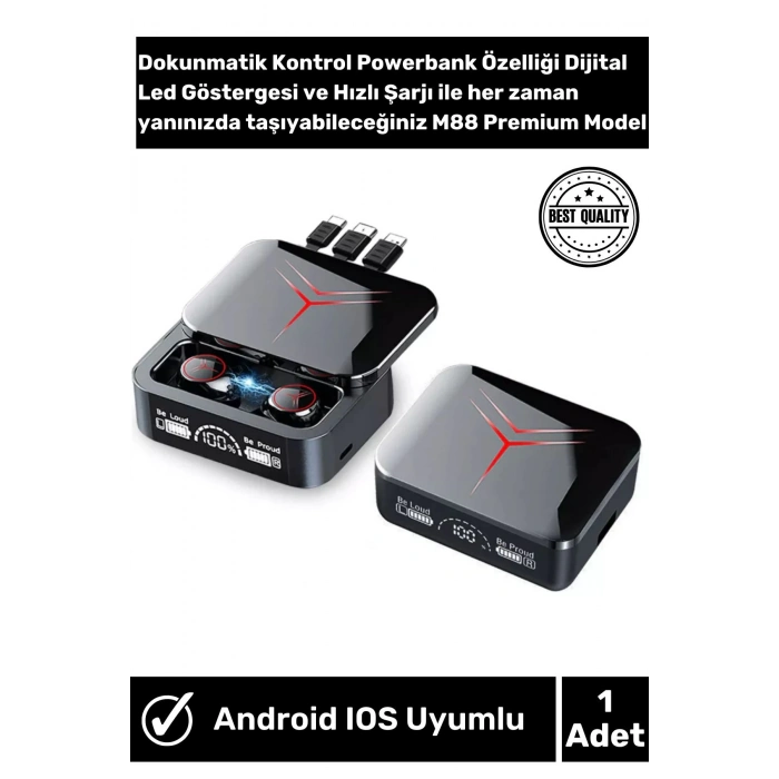 Yeni M88 Plus Ios Android A Kalite Hd Ses Performans Powerbankli Bluetooth Kulaklık
