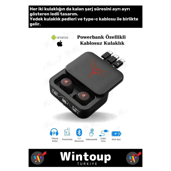 Tws Kablosuz Kulaklık Stereo Ses Kalitesi Bluetooth V5.3 Uyumlu Kulaklık