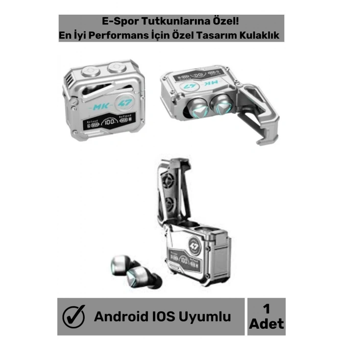 2024 Bluetooth Kulaklık Geleceğin Sesi Oyuncu Kulaklığı MK47 Mekanik Tüm Telefonlarla Uyumlu