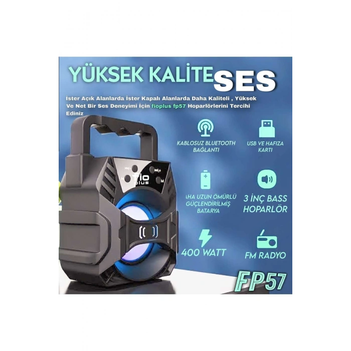 1057 Işıklı Bluetooth Hoparlör Taşınabilir Kablosuz Ses Bombası Speaker