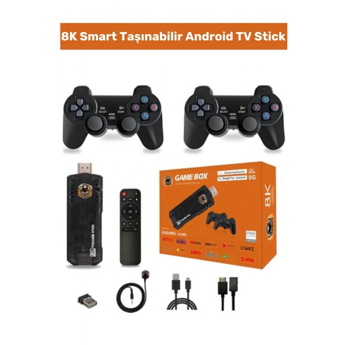 Oyun Konsolu Ultra Hd Game Stick 8k 64gb Android Tv