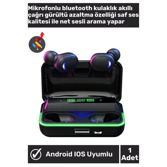 E10 Oyuncu HD Ses Rgb Işıklı Çift Mikrofonlu 1200 Mah Powerbanklı Kablosuz 5.1 Bluetooth Kulaklık