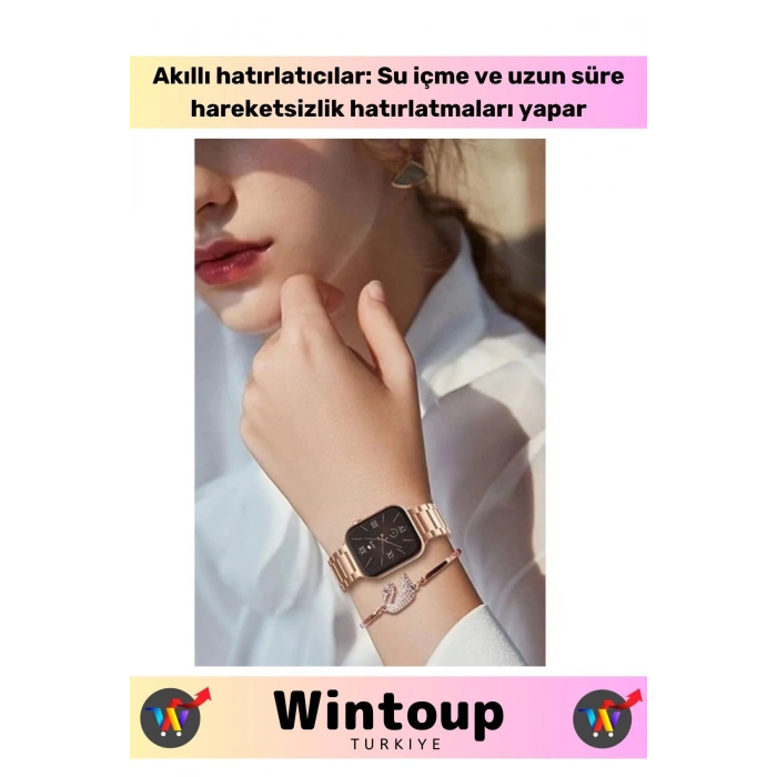 Samsung Galaxy Uyumlu Kadın Smart Watch G9 Mini Flamingo Bileklik Hediyeli