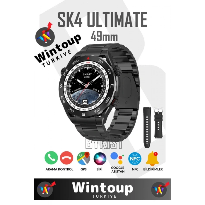 ios Android Uyumlu Watch Classic Sk4 Ultimate 49mm 1.45 Tam Ekran Gps/nfc/sesli Asistan Akıllı Saat