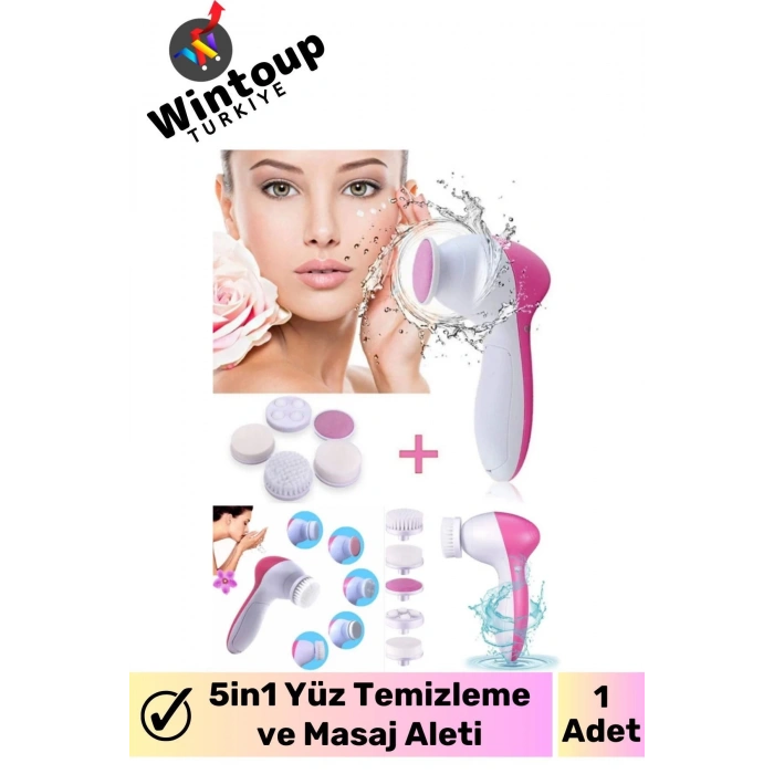 Yüz Cilt Temizleme Cihazı Siyah Nokta Peeling Fırça Seti Yüz Bakımı Masaj Aleti 5 in 1 Pilli