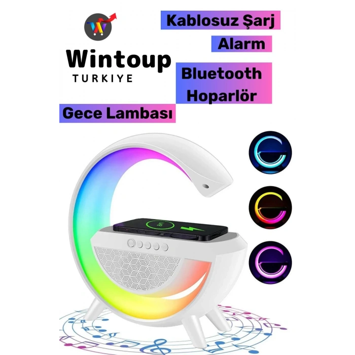 BLUETOOTH G HOPARLÖR RGB LED IŞIKLI SPEAKER ALARM SAAT USB WİRELESS ŞARJ