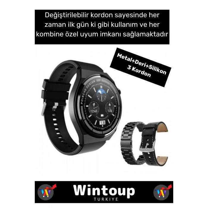 Poco&Oppo&Honor Uyumlu 3 Kordonlu Akıllı Saat Sesli Görüşme Bildirim Smart Watch