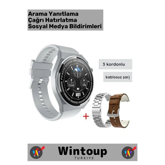 Android IOS Uyumlu Akıllı Saat 3 Kordonlu Sesli Görüşme Bildirim Smart Watch