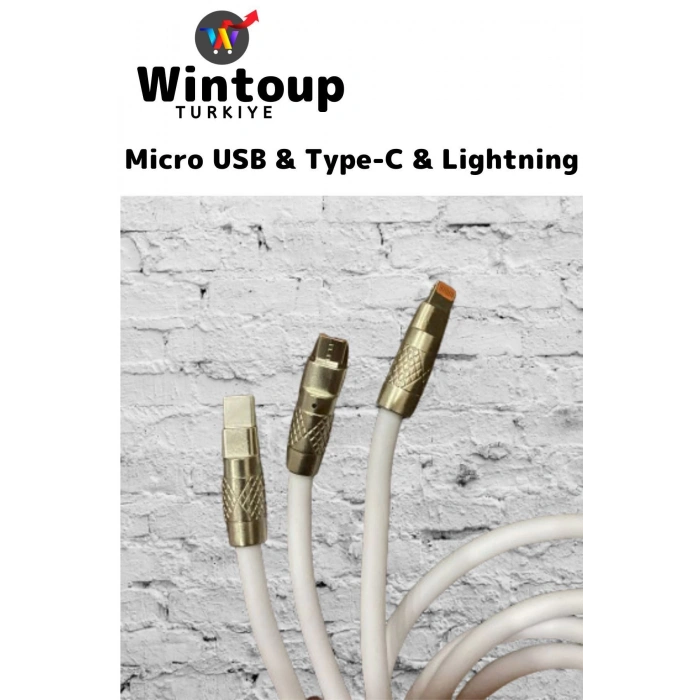 3 in 1 120 Watt 6A Hızlı Şarj Kablosu Type-C&Micro USB&Lightning Giriş