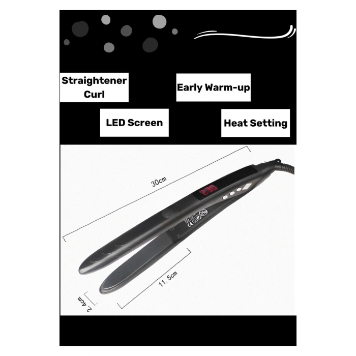 Profesyonel Isı Ayarlı LCD Ekran Saç Düzleştirici Straightener Hair