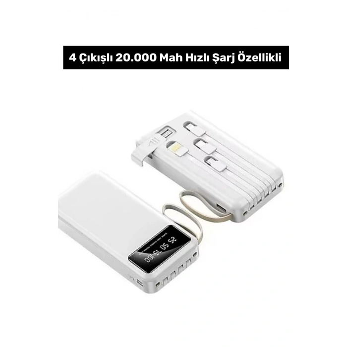 Profesyonel 20 Bin Mah Taşınabilir Hızlı Şarj Cihazı 4 Çıkışlı Powerbank