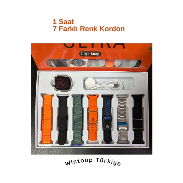 Smart Watch Ultra 49mm 7 Kordonlu Ios/android Uyumlu 7 In 1 Akıllı Saat