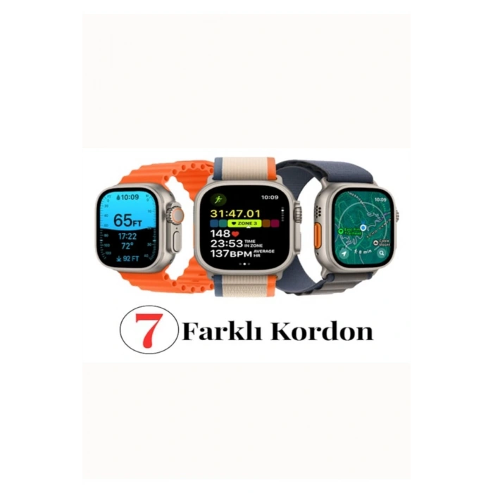 Smart Watch Ultra 49mm 7 Kordonlu Ios/android Uyumlu 7 In 1 Akıllı Saat