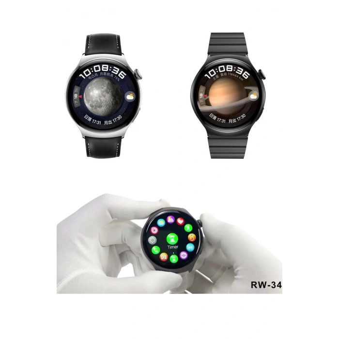 Android IOS Uyumlu 3 Kordonlu AMOLED Ekran Kadın Erkek Akıllı Saat Smart Watch