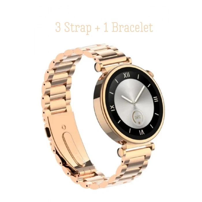 Android&IphoneUyumlu Bileklik Hediyeli 41 Mm Amoled Ekran 3 Strap Akıllı Saat