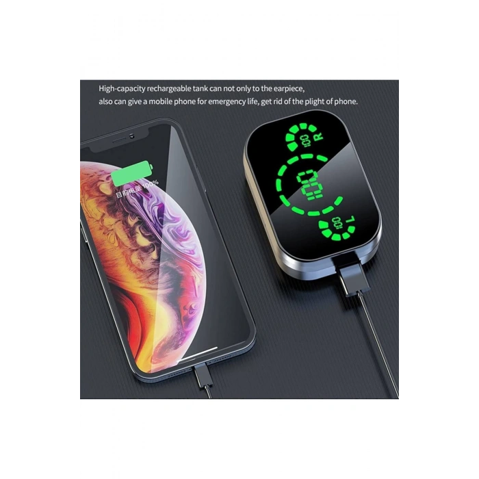 IPhone11 Uyumlu Powerbank özellikli, aynalı ve yüksek basslı profesyonel bluetoothlu kulaklık YD3