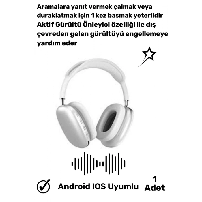 IPhone8 PLUS Uyumlu 5.2 Bluetooth Anc Dokunmatik Suya Tere Dayanıklı P9 Kablosuz Kulaklık