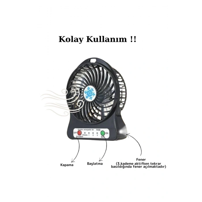 Mini Fan 3 Kademeli Portable Masaüstü Taşınabilir Şarj Edilebilir Fan Ofis İçi Kullanım