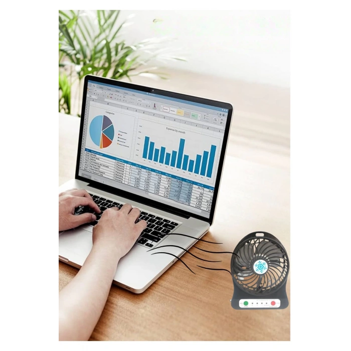 Mini Fan 3 Kademeli Portable Masaüstü Taşınabilir Şarj Edilebilir Fan Ofis İçi Kullanım