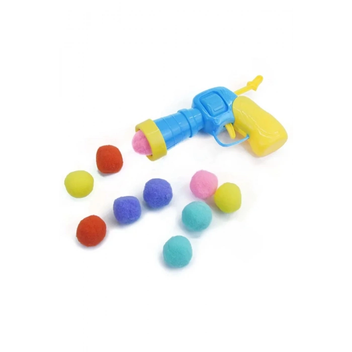 Özel Seri Peluş Top Atan İnteraktif Kedi Oyuncağı Stres Atma Tabancası Tabanca+30 Peluş Top