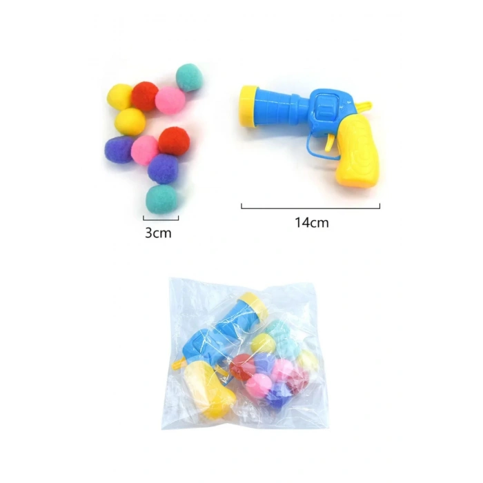 Özel Seri Peluş Top Atan İnteraktif Kedi Oyuncağı Stres Atma Tabancası Tabanca+30 Peluş Top