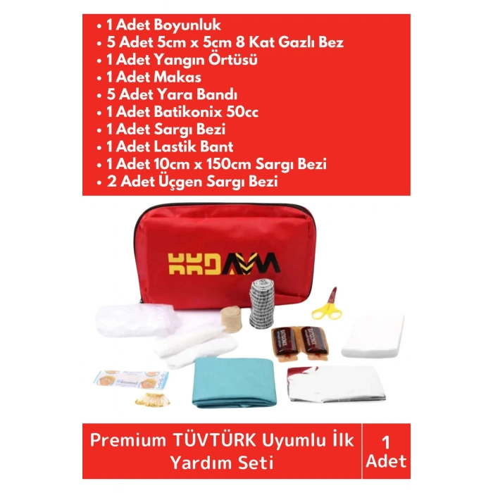 Premium Acil Müdahale Ev Iş Yeri Araç Oto Okul Deprem Doğal Afet Ecza Ilk Yardım Bez Çantalı Set