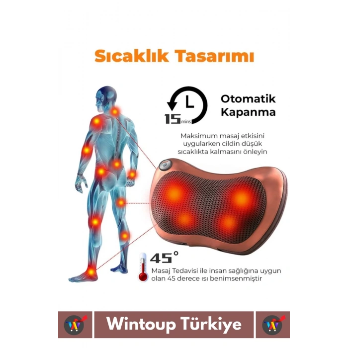 Özel Üretim 4 Başlıklı Yıkanabilir Kılıflı Aydınlatma Kutulu Çok Amaçlı Boyun Omuz Sırt Masaj Aleti