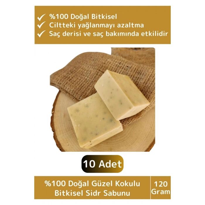 Özel %100 Doğal Bitkisel Güzel Kokulu El Yüz Saç Vücut Cilt Orijinal Sidr Sabunu 120 Gram 10 Adet