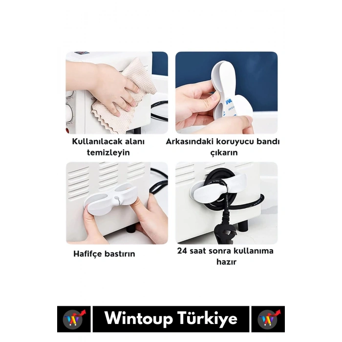 Premium Bilgisayar Notebook Şarj Kablosu Fön Airfryer Mutfak Çok Amaçlı Kablo Sarma Düzenleyici 2 Ad