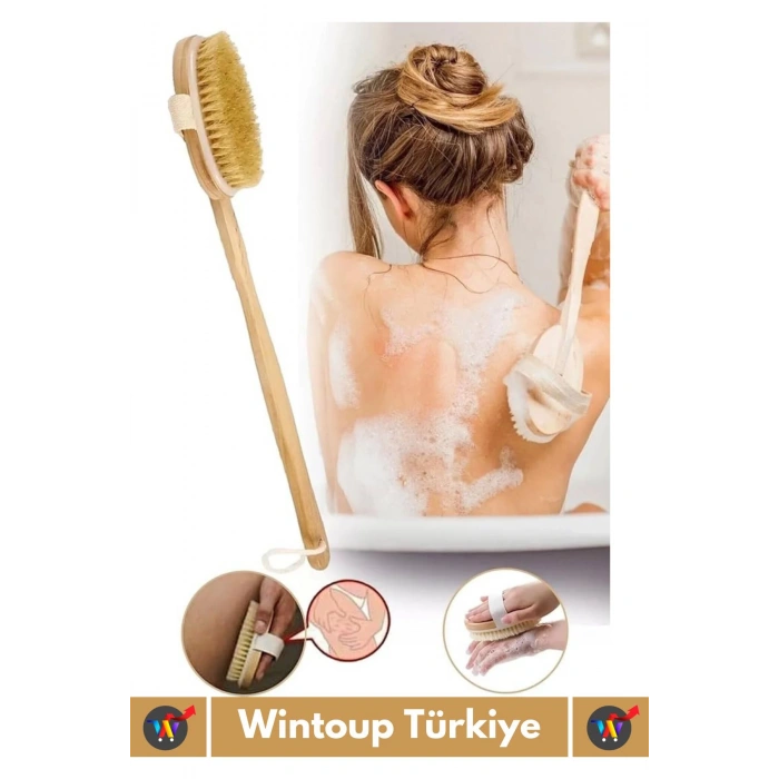 Özel Üretim %100 Doğal Yumuşak Selülit Önleyici Vücut Masajı Etkili Saplı At Kılı Banyo Duş Fırçası