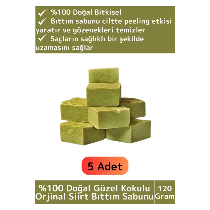 Özel %100 Doğal Güzel Kokulu El Yüz Saç Vücut Cilt Orijinal Bitkisel Siirt Bıttım Sabunu 120 Gr 5 Ad