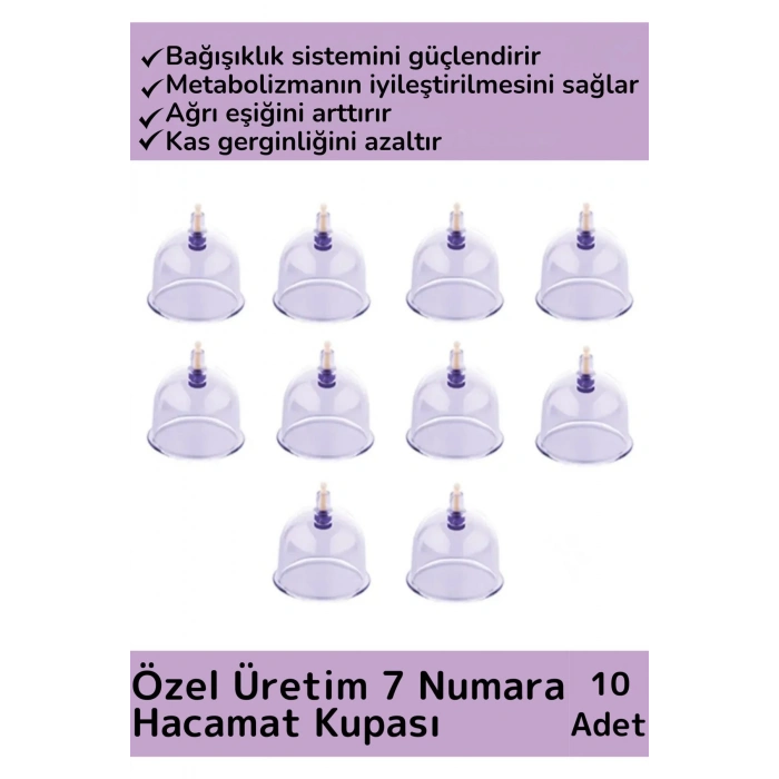 Özel Üretim Yüksek Kaliteli Vakumlu 7 Numara Hacamat Kupası 10 Adet