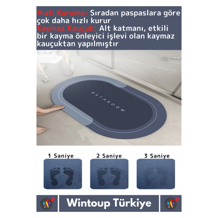 Premium Üretim Nano Teknoloji Kaymaz Kauçuk Süper Hızlı Emici Kuruma Nappa Deri Banyo Duş Paspası